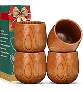 AIUHI Wooden Whiskey Glasses, Old Fashioned Bourbon Cups, Handcrafted Wooden Bourbon Drinking Gla...