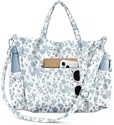 Miss Adola Crossbody Corduroy Tote Bag for Women, Large Tote Bag with Multi-Pockets and Zipper fo...