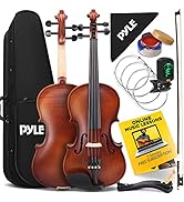 Pyle Premium Solid Wood Violin Full Size 4/4 Acoustic Fiddle Set Orchestral Stringed Musical Inst...