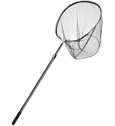 Beoccudo Fishing Net with Telescoping Handle Large Rubber Fishing Nets Kayak Landing Net Aluminum...