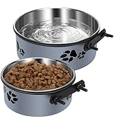 Kennel Water Bowl, ShineMe Stainless Steel Pet Food and Water Feeder Dishes - Attachable Dog Crat...