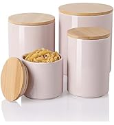 Sweejar Ceramic Canisters, Food Storage Jar Set with Airtight Seal Wooden Lid, Stackable Containe...