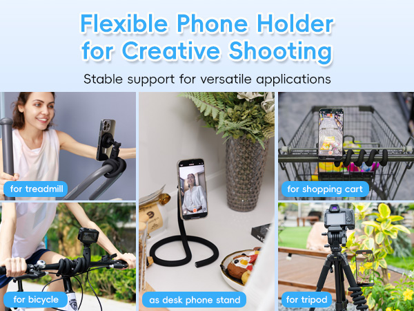 Magnetic Flexible Phone Mount Holder for iPhone 16 15 14 Pro Max & Action Camera