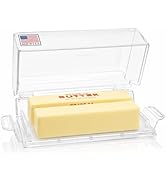 Pikanty Airtight Butter Dish with Hinged Lid - Large Plastic Butter Container for Countertop or F...