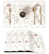 QIYI Placemats Set of 6, 12x18 Inch Faux Leather Place Mats for Kitchen Dinning, Heat Resistant A...
