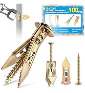 FEAOXYO Upgraded 100 Pcs Self Drilling Drywall Anchors with Screws Kit, Zinc Plated Steel Sheetro...