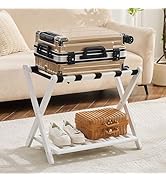 oakvivo Fully Assembled Luggage Rack for Guest Room, Bamboo Foldable Suitcase Stand with Storage ...