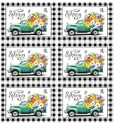 Happy Spring Placemats Set of 6 Easter Plastic Table Mats Spring Flowers Placemats Seasonal Sprin...