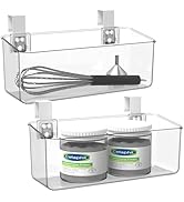 vacane 2 Pack Plastic Over Cabinet Door Organizer with Removable Hooks, Clear Hanging Baskets for...