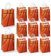 Jucoan 50 Pack Basketball Party Favor Gift Bags, Kraft Paper Basketball Theme Goodie Bags Treat B...