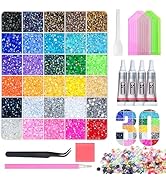 Piopiocoing 40000 Pcs Resin Jelly Rhinestones Bedazzling Kit, Include 30 Colors 3mm Flatback Gems...