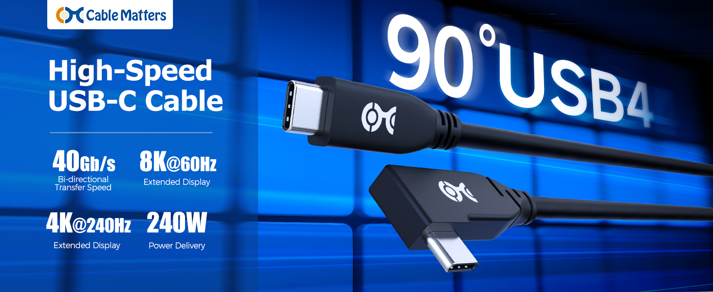 90 Degree Angled USB4 Cable