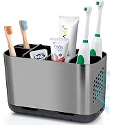 Boperzi Toothbrush and Toothpaste Holder Brushed Nickel Drainage for Bathroom Vanity, Large Elect...