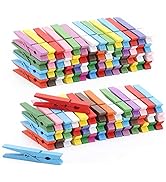 100pcs Colored Clothespins Wooden Heavy Duty Clothes Pins with Strength Spring - Wood Clips for C...