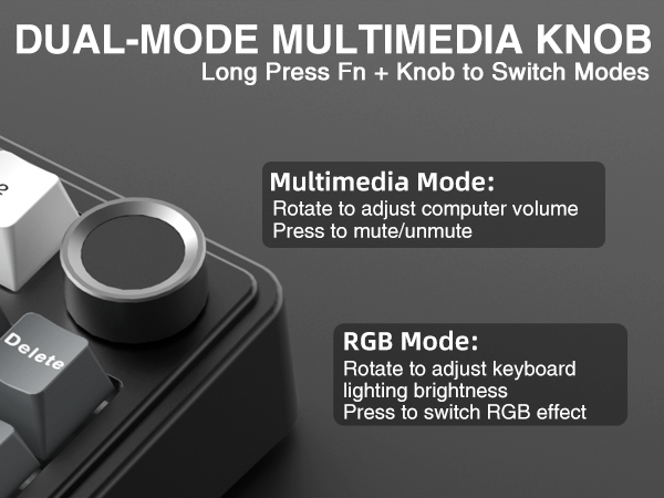 RGB backlit multifunction control knob compact tkl keyboard RGB keyboard
