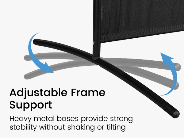 adjustable metal bases provide great support to the folding privacy divider