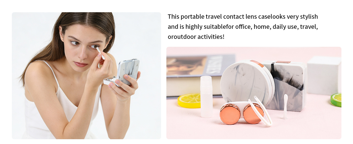 FlyingMage Contact Lens Case, 2 Pack Cute Portable Eye Contacts Travel Box with Mirror