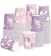RUSPEPA Disposable Paper Cups 9oz - 100 Pack Unicorn Design Printed Paper Coffee Drinking Cups, T...