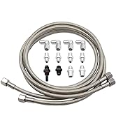 GXARTS 70 Inch 6AN Flexible SS Braided Transmission Cooler Hose Line 7/16” O.D. & 3/8” I.D 700R4 ...