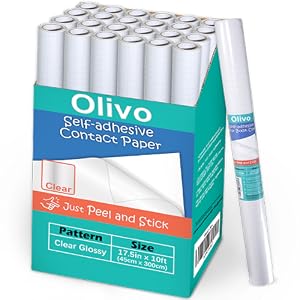 olivo clear contact paper roll for books crafts peel and stick adhesive book cover liner