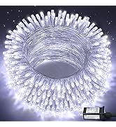 JMEXSUSS 33ft 100 LED White Christmas Lights, 8 Modes Clear Wire Twinkle Fairy String Lights Indo...