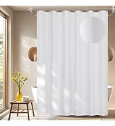 Seenus Waterproof TPU Lined Fabric Shower Curtain Lightweight, White Washable Shower Curtain or L...