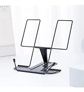 MSDADA Metal Book Stand for Desk, Adjustable Reading Rest Book Holder, Portable Cookbook Document...