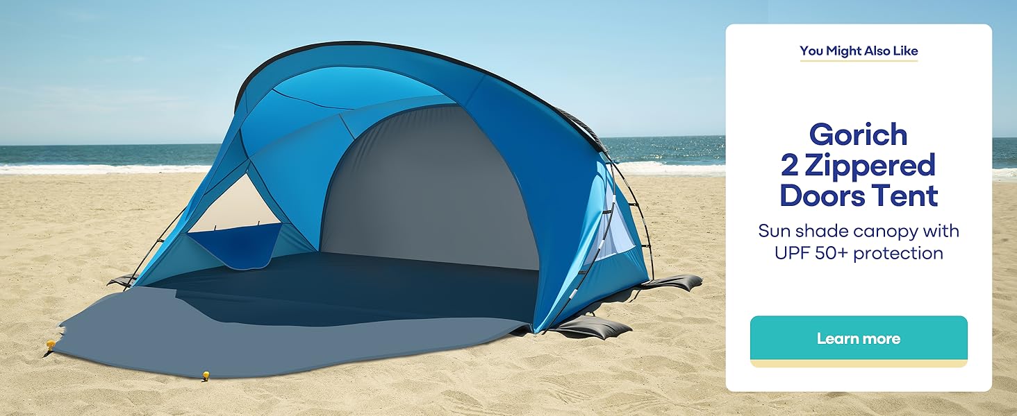 gorich 2 zippered doors tent sun shade canopy upf 50+ protection