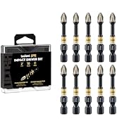 toolant Phillips Impact Screwdriver Bit Set 2 Inch PH2, 10 Pack Magnetic Anti Slip CNC Machined T...