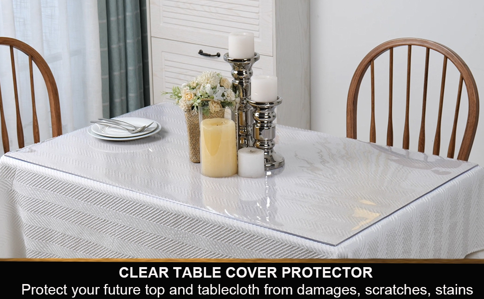 Leoewo Clear PVC Table Protector Crystal Plastic Table Pad Vinyl Desk Protector Mat