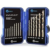 GMTOOLS 15Pcs Cobalt Drill Bit Set, M35 High Speed Steel, 135 Degree Tip, Twist Jobber Length Dri...