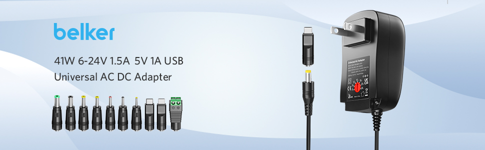 41W Multi Voltage AC DC Power Supply Adapter
