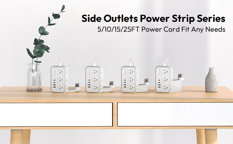 Extension Cord 15 ft Power Strip Outlet extender extension cord with multiple outlets