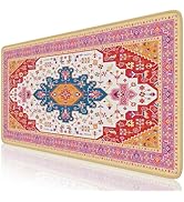 iLeadon Pink Desk Mat,Turkish Carpet Mouse Pad for Women Desk,Full Size Long Mouse Pad with Rubbe...