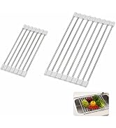 Terra Distribution Collapsible Dish Drying Rack, Slim 9.6-Inch Over Sink Dish Rack, Adjustable 11...