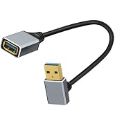 LANMINGLEL Short USB 3.0 Male to Female Cable,90 Degree USB 3.0 Extension Cable,5 Gbps Type A Ext...