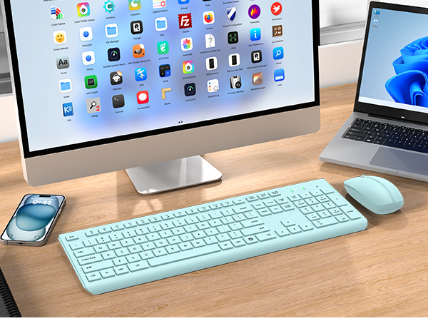 Wireless Keyboard and Mouse Combo Full Size Silent Ergonomic Keyboard Mouse Cordless Mouse Keyboard