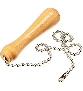 Beaded Pull Chain Extension with Connector Wooden Pillars Walnut Pendant 12 Inch Antique Brass Pu...