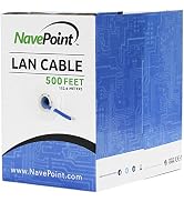 NavePoint Cat6 (CCA), 500ft, Blue, Solid Bulk Ethernet Cable, 550MHz, 23AWG 4 Pair, Unshielded Tw...