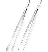Muzioiernsu Professional Kitchen & Cooking Tweezers Tongs, 2 PCS 12-Inch Extra-Long Tweezer with ...