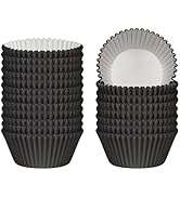 SKIDEC Standard Cupcake Liners 300 Count Black Paper Baking Cups Disposable Cupcake Wrappers for ...