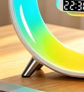 Smart LED Table Lamp with Bluetooth Speaker, Fast Wireless Charger, RGB Night Light, Sunrise Alar...