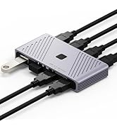 USB 3.0 Switch, 4 Computers Sharing 4 USB Devices, One-Button Switcher for Keyboard Mouse Printer...