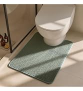 Triohero Toilet Rug, Thin Toilet Rugs U Shaped Washable Non Slip Absorbent Quick Dry Low Pile Toi...