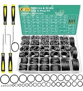 XBVV 32 Size SAE O Ring Assortment Kit 1086 Pcs Standard Buna-N Rubber O'ring Set with 4 Pick & H...