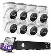 AKINGUAR 4K PoE CCTV Security Camera System, 8CH NVR with 2TB HDD and 8X 8MP PoE IP Cameras with ...