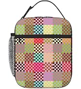 WOEMOZAP Colorful Checkered Lunch Bag for Women, Men & Kids – Multicolor Checkerboard Insulated L...