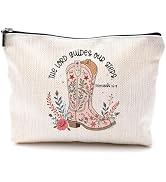 BILLAION Christian Western Cowgirl Makeup Bag, Proverbs 16:9 Bible Verse Cosmetic Bags, Western G...
