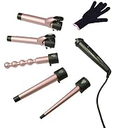 AIKO PRO 5 in 1 Advanced Titanium Curling Iron Wand Set with 5 Interchangeable Barrels Hair Curle...