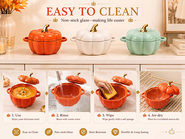The pumpkin bowl shown below illustrates the cleaning process